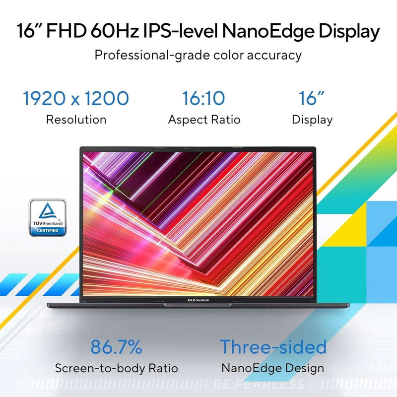 ASUS VIVOBOOK 16, 16 INCH (40.64CM) WUXGA 16:10 60 HZ, INTEL CORE I5 - 12500H, THIN & LIGHT LAPTOP (16GB DDR4/512GB SSD/INTEL IRIS XE GRAPHICS/WIN 11/OFFICE 2021/INDIE BLACK/1.88 KG), X1605ZAC - MB542WS - SWIFT PERIPHERALS90NB0ZA3-M013X0