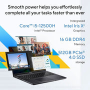 ASUS VIVOBOOK 16, 16 INCH (40.64CM) WUXGA 16:10 60 HZ, INTEL CORE I5 - 12500H, THIN & LIGHT LAPTOP (16GB DDR4/512GB SSD/INTEL IRIS XE GRAPHICS/WIN 11/OFFICE 2021/INDIE BLACK/1.88 KG), X1605ZAC - MB542WS - SWIFT PERIPHERALS90NB0ZA3-M013X0