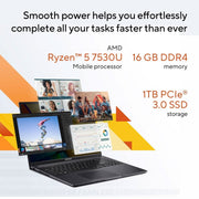 ASUS VIVOBOOK 16 (2023), AMD RYZEN 5 7530U, 16 INCH (40.64 CM) WUXGA, THIN & LIGHT LAPTOP (16GB/1TB SSD/WINDOWS 11/OFFICE 2021/ALEXA BUILT - IN/BACKLIT KB/FP SENSOR/INDIE BLACK/1.88 KG), M1605YA - MB551WS - SWIFT PERIPHERALS90NB10R1-M007U0