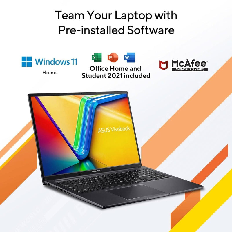 ASUS VIVOBOOK 16 (2023), AMD RYZEN 7 7730U, 16 INCH (40.64 CM) WUXGA, THIN & LIGHT LAPTOP (16GB/512GB SSD/WINDOWS 11/OFFICE 2021/ALEXA BUILT - IN/BACKLIT KB/FP SENSOR/INDIE BLACK/1.88 KG), M1605YA - MB741WS - SWIFT PERIPHERALS90NB10R1-M00AY0