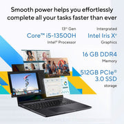 ASUS VIVOBOOK 16 (2023), INTEL CORE I5 - 13500H 13TH GEN, 16 INCH (40.64 CM) FHD+, THIN & LIGHT LAPTOP (16GB/512GB SSD/INTEL IRIS X?/WIN 11/OFFICE 2021/BACKLIT KB/FINGERPRINT/BLACK/1.88 KG), X1605VA - MB541WS - SWIFT PERIPHERALS90NB10N3-M006B0