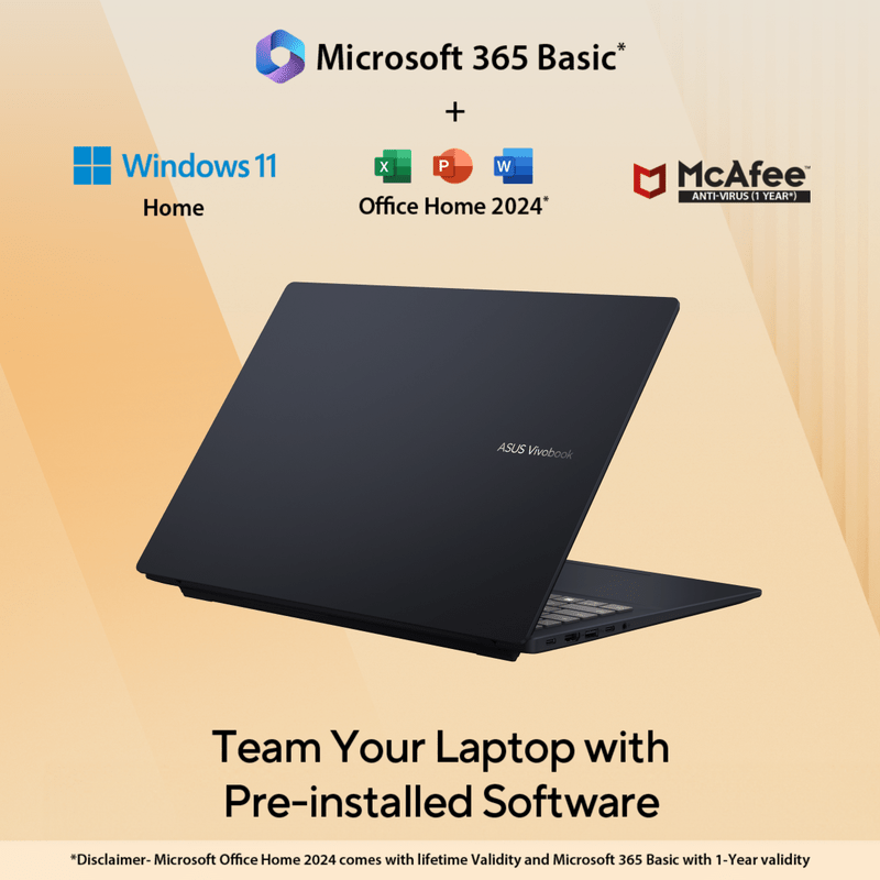ASUS VIVOBOOK 16, AI POWERED LAPTOP, AMD RYZEN AI 7 350 (16GB/512GB/AMD RADEON GRAPHICS/16.0" WUXGA/WINDOWS 11 HOME/OFFICE HOME 2024 + M365 BASIC (1 YEAR VALIDITY)*) M1607KA - MB109WS - SWIFT PERIPHERALS90NB15F1-M00670