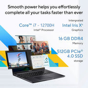 ASUS VIVOBOOK 16, INTEL CORE I7 - 12700H 12TH GEN, 16 INCH (40.64 CM) FHD+, THIN AND LIGHT LAPTOP (16GB/512GB/WIN11/OFFICE 2021/BACKLIT KEYBOARD/INDIE BLACK/1.8 KG), X1605ZAC - MB742WS - SWIFT PERIPHERALS90NB0ZA3-M013Y0