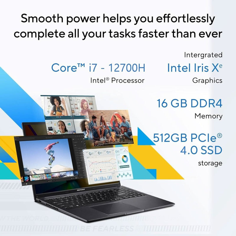 ASUS VIVOBOOK 16, INTEL CORE I7 - 12700H 12TH GEN, 16 INCH (40.64 CM) FHD+, THIN AND LIGHT LAPTOP (16GB/512GB/WIN11/OFFICE 2021/BACKLIT KEYBOARD/INDIE BLACK/1.8 KG), X1605ZAC - MB742WS - SWIFT PERIPHERALS90NB0ZA3-M013Y0
