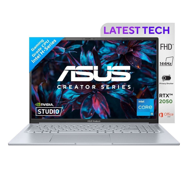 ASUS VIVOBOOK 16X 12TH GEN,INTEL CORE I5 - 12500H CREATOR/GAMING LAPTOP(NVIDIA RTX 2050 - 4GB/16GB/512GB/FHD+/16.0 INCH/144HZ/BACKLIT KB/50WHR/WINDOWS 11/OFFICE 2021/COOL SILVER/1.67 KG) K3605ZF - RP258WS - SWIFT PERIPHERALS90NB11E2-M00X90