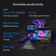 ASUS VIVOBOOK 16X (2023), INTEL CORE I7 - 12650H 12TH GEN, 16 INCH (40.64 CM) FHD+ 120HZ, CREATOR/GAMING LAPTOP (16GB/512GB/6GB RTX 4050 /WIN11/FINGERPRINT/70WHR /BLACK/1.8 KG), K3605ZU - MB741WS - SWIFT PERIPHERALS90NB11X1-M002W0