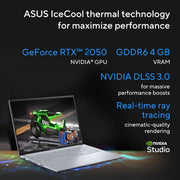 ASUS VIVOBOOK 16X, INTEL CORE I5 - 12500H, 16 INCH FHD+ 60HZ, CREATOR/GAMING LAPTOP (16GB RAM/512GB /RTX 2050/WIN 11 PRO/OFFICE 2021/FINGERPRINT /50WHR BATTERY/COOL SILVER/1.80 KG),K3605ZF - MBN546WS - SWIFT PERIPHERALS90NB11E2-M00CA0