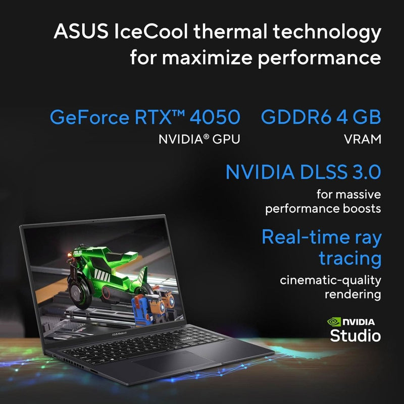 ASUS VIVOBOOK 16X, INTEL CORE I7 - 12650H 12TH GEN, 16 - INCH (40.64 CM) FHD+, CREATOR/GAMING LAPTOP, (16 GB RAM/512GB SSD/8GB RTX 4050/WIN11/BACKLIT/FP/70WHR /BLACK/3.97 KG), K3605ZV - MBN741WS - SWIFT PERIPHERALS90NB11W1-M004C0