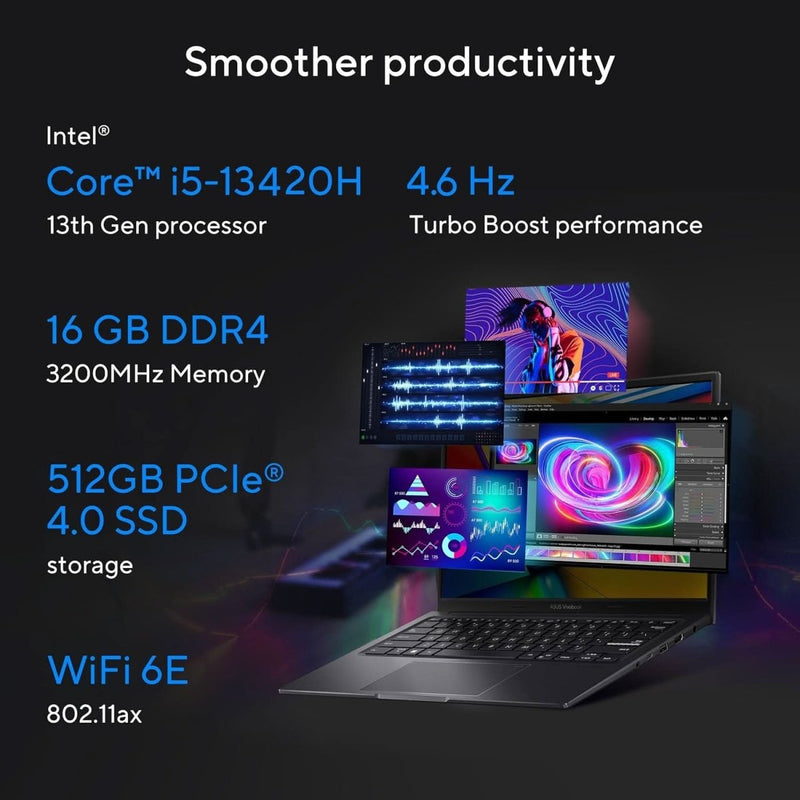ASUS VIVOBOOK 16X K3605VC - RP412WS [CI5 - 13420H/16GB/512GB SSD/WIN11 HOME+MSO/16.0"/4GB - RTX3050 GRAPHICS/1 YEAR(S)/BLACK] - SWIFT PERIPHERALS1096500