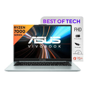 ASUS VIVOBOOK GO 14 (2023), AMD RYZEN 3 7320U, THIN & LIGHT LAPTOP, 14 - INCH (35.56 CM) FHD, (8GB RAM /512GB SSD/WINDOWS 11/OFFICE 2021/ALEXA BUILT - IN/GREY GREEN/1.38 KG), E1404FA - NK323WS - SWIFT PERIPHERALS90NB0ZS3-M00940
