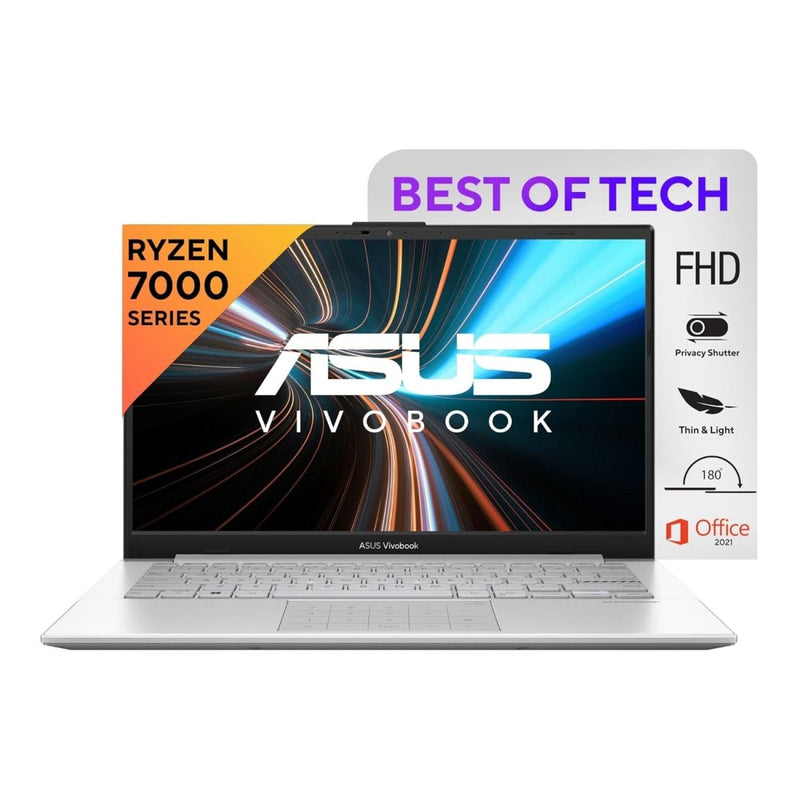 ASUS VIVOBOOK GO 14, AMD RYZEN 3 7320U, THIN AND LIGHT LAPTOP, 14 INCH (35.56 CM) FHD, (8 GB RAM/512GB SSD/WINDOWS 11/OFFICE 2021/42WHR /SILVER/1.38 KG), E1404FA - NK321WS - SWIFT PERIPHERALSE1404FA-NK3321WS