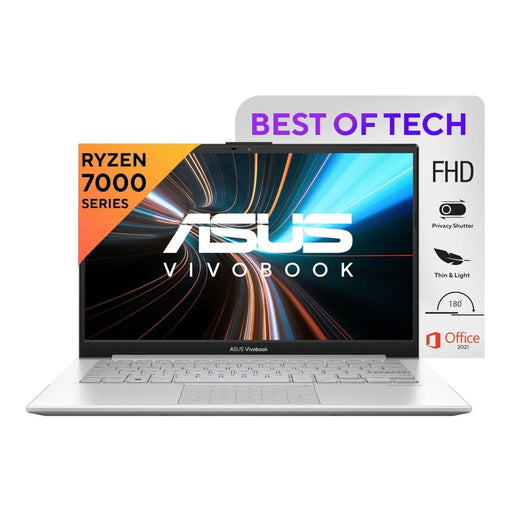 ASUS VIVOBOOK GO 14, AMD RYZEN 3 7320U, THIN AND LIGHT LAPTOP, 14 INCH (35.56 CM) FHD, (8 GB RAM/512GB SSD/WINDOWS 11/OFFICE 2021/42WHR /SILVER/1.38 KG), E1404FA - NK321WS - SWIFT PERIPHERALSE1404FA-NK3321WS