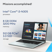 ASUS VIVOBOOK GO 15 (2023), INTEL CORE I3 - N305, 15.6" (39.62 CMS) FHD, THIN AND LIGHT LAPTOP (8GB/512GB SSD/INTEGRATED GRAPHICS/WINDOWS 11/OFFICE 2021/BACKLIT KB/GREY/1.63 KG), E1504GA - NJ323WS - SWIFT PERIPHERALS90NB0ZT3-M00270