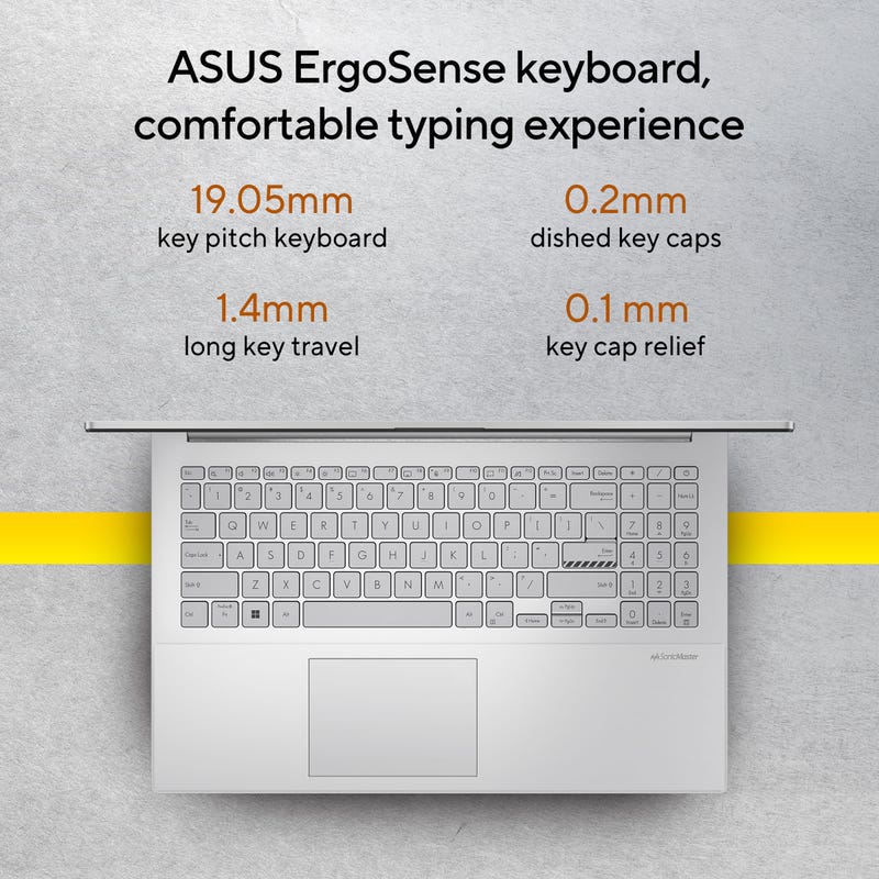 ASUS VIVOBOOK GO 15 AMD RYZEN 5 7520U / 16GB LPDDR5 / 512GB PCIE 3.0 SSD / 15.6 - INCH / FHD (1920 X 1080) 16:9 /COOL SILVER /WIN 11 HOME / MS OFFICE LAPTOP E1504FA - NJ541WS - SWIFT PERIPHERALS90NB0ZR1-M00BK0