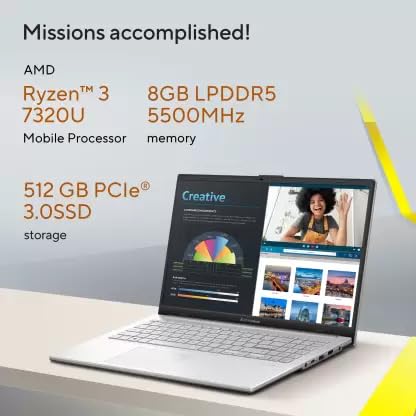 ASUS VIVOBOOK GO 15 E1504FA - NJ321WS [R3 - 7320U RYZEN/16GB/512GB SSD/WIN11 HOME+MSO/15.6 INCH/INTEGRATED GRAPHICS /1 YEAR(S)/SILVER] - SWIFT PERIPHERALS1091675