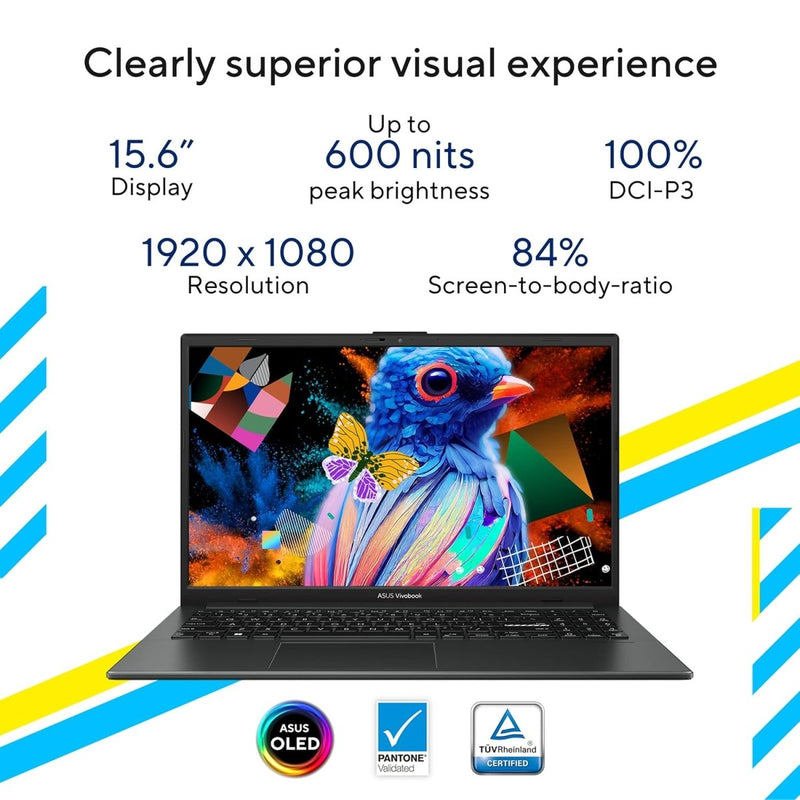 ASUS VIVOBOOK GO 15 OLED (2023), INTEL CORE I3 - N305, 15.6" (39.62 CMS) FHD OLED, THIN AND LIGHT LAPTOP (8GB/512GB SSD/WINDOWS 11/OFFICE 2021/BACKLIT KB/BLACK/1.63 KG), E1504GA - LK322WS - SWIFT PERIPHERALS90NB0ZT2-M009D0