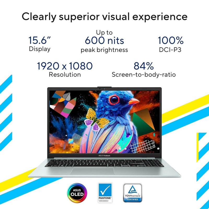 ASUS VIVOBOOK GO 15 OLED (2023), INTEL CORE I3 - N305, 15.6" (39.62 CMS) FHD OLED, THIN AND LIGHT LAPTOP (8GB/512GB SSD/WINDOWS 11/OFFICE 2021/BACKLIT KB/GREY/1.63 KG), E1504GA - LK323WS - SWIFT PERIPHERALS90NB0ZT3-M009C0