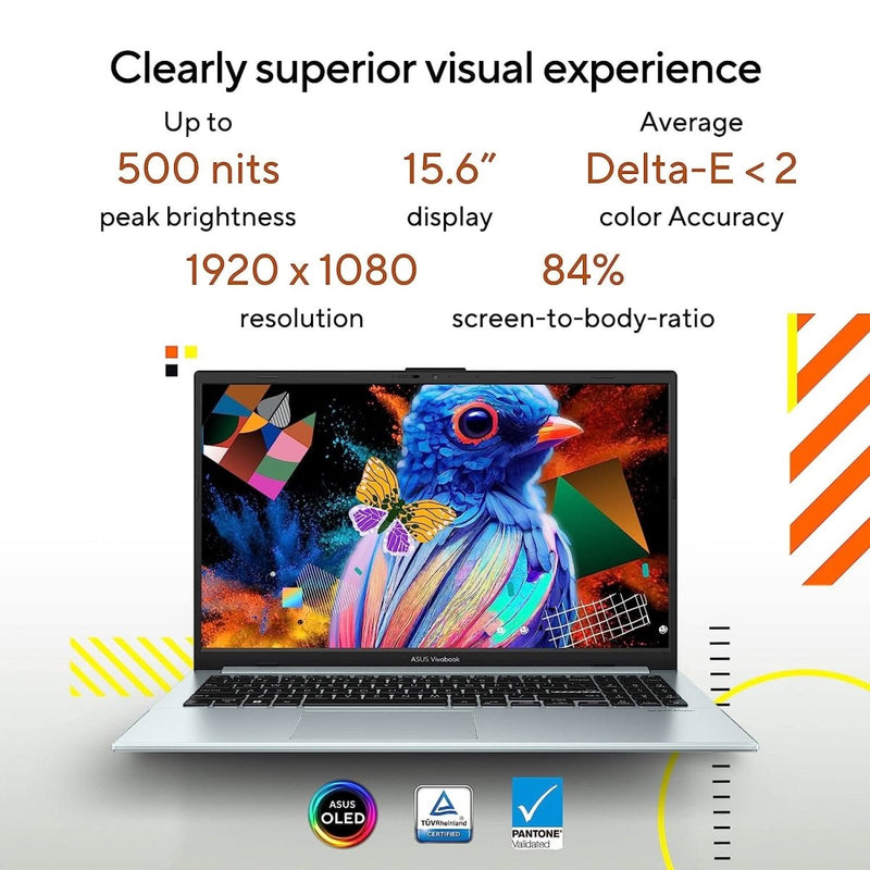ASUS VIVOBOOK GO 15 OLED E1504FA - LK541WS [R5 - 7520U RYZEN/16GB/512GB SSD/WIN11 HOME+MSO/15.6 INCH/INTEGRATED GRAPHICS /1 YEAR(S)/SILVER] - SWIFT PERIPHERALS1084775