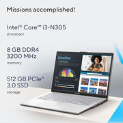 ASUS VIVOBOOK GO 15 OLED INTEL CORE I3 - N305 / 8GB DDR4 / 512GB PCIE 3.0 SSD / 15.6 - INCH / FHD (1920 X 1080) OLED 16:9 /COOL SILVER /BACKLIT KB / WIN 11 HOME / MS OFFICE LAPTOP E1504GA - LK321WS - SWIFT PERIPHERALS90NB0ZT1-M00990