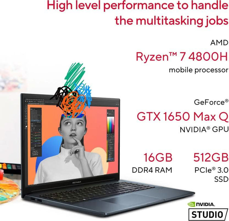 ASUS VIVOBOOK PRO 15 OLED INTEL CORE I5 12TH GEN 12450H - (16 GB/512 GB SSD/WINDOWS 11 HOME/4 GB GRAPHICS/NVIDIA GEFORCE RTX 3050) K6500ZC - L501WS GAMING LAPTOP (15.6 INCH, QUIET BLUE, 1.80 KG, WITH MS OFFICE) - SWIFT PERIPHERALS90NB0XK1-M00H70