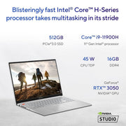ASUS VIVOBOOK PRO 16, INTEL CORE I9 11TH GEN, 16 INCH (40.64 CM) FHD+ 120HZ, THIN & LIGHT LAPTOP (16GB/512GB SSD/4GB RTX 3050/WIN 11/OFFICE 2021/ALEXA/BACKLIT KB/FP SENSOR/SILVER/1.9 KG), K6602HC - N1902WS - SWIFT PERIPHERALS90NB0YU2-M005F0