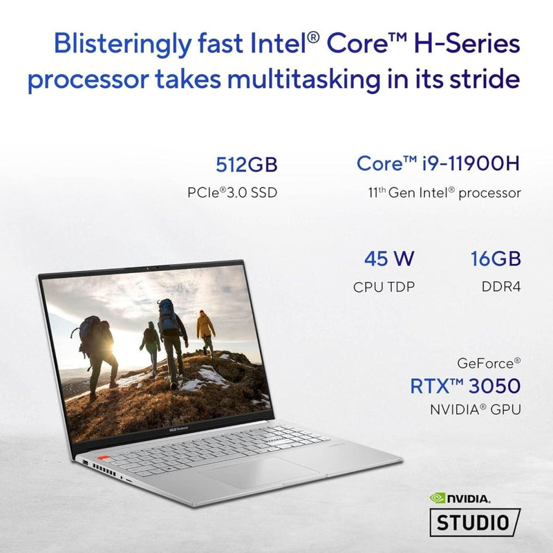 ASUS VIVOBOOK PRO 16, INTEL CORE I9 11TH GEN, 16 INCH (40.64 CM) FHD+ 120HZ, THIN & LIGHT LAPTOP (16GB/512GB SSD/4GB RTX 3050/WIN 11/OFFICE 2021/ALEXA/BACKLIT KB/FP SENSOR/SILVER/1.9 KG), K6602HC - N1902WS - SWIFT PERIPHERALS90NB0YU2-M005F0