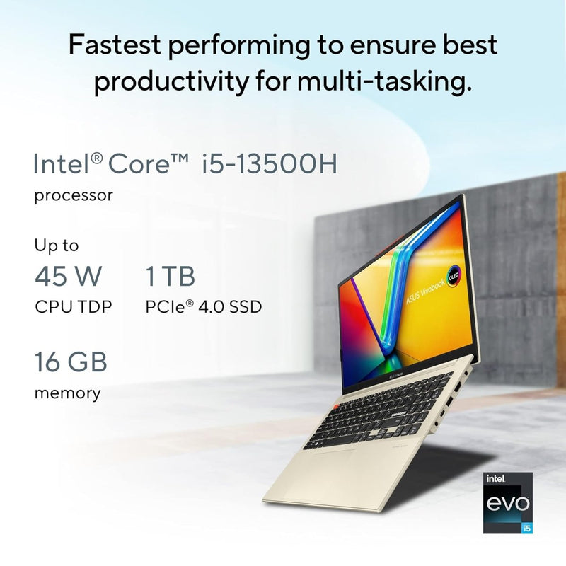 ASUS VIVOBOOK S 15 OLED (2023), INTEL CORE EVO I5 - 13500H 13TH GEN, 15.6" (39.62 CM) 2.8K 120HZ OLED, THIN & LIGHT LAPTOP (16GB/1TB SSD/IRIS XE/WIN 11/OFFICE 2021/75WHR/WHITE/1.7 KG), S5504VA - MA554WS - SWIFT PERIPHERALS90NB0ZK4-M00890