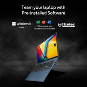ASUS VIVOBOOK S 15 OLED INTEL CORE I5 - 13500H EVO / 16GB LPDDR5 / 512GB PCIE 4.0 SSD / 15.6 - INCH / 2.8K (2880 X 1620) OLED 16:9 /SOLAR BLUE / FINGERPRINT / BACKLIT KB / WIN 11 HOME / MS OFFICE LAPTOP S5504VA - MA541WS - SWIFT PERIPHERALS1086606
