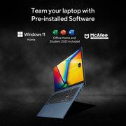 ASUS VIVOBOOK S 15 OLED INTEL CORE I9 13TH GEN 13900H - (16 GB/512 GB SSD/WINDOWS 11 HOME) S5504VA - MA941WS THIN AND LIGHT LAPTOP (15.6 INCH, SOLAR BLUE, 1.70 KG, WITH MS OFFICE) - SWIFT PERIPHERALS90NB0ZK1-M00710