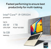 ASUS VIVOBOOK S 15 OLED INTEL EVO H - SERIES INTEL CORE I9 13TH GEN 13900H - (16 GB/1 TB SSD/WINDOWS 11 HOME) S5504VA - MA954WS THIN AND LIGHT LAPTOP (15.6 INCH, CREAM WHITE, 1.70 KG, WITH MS OFFICE) - SWIFT PERIPHERALS90NB0ZK4-M00880