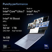 ASUS VIVOBOOK S 16 OLED (2024), INTEL CORE ULTRA 7 155H, BUILT - IN AI, 16" 3.2K (40.64CM), 3200 X 2000 120HZ, (16GB/1TB SSD/WIN 11/INTEL ARC GRAPHICS/MS OFFICE 2021/MIST BLUE/1.50KG), S5606MA - MX751WS - SWIFT PERIPHERALS90NB12E1-M000X0
