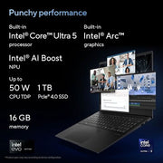 ASUS VIVOBOOK S 16 OLED, AI POWERED LAPTOP, INTEL EVO CORE ULTRA 5 125H (16GB/1TB/INTEL ARC GRPH/40.64 CMS (16) 3.2K/WIN 11 HM) S5606MA - MX552WS - SWIFT PERIPHERALS90NB12E3-M000Z0
