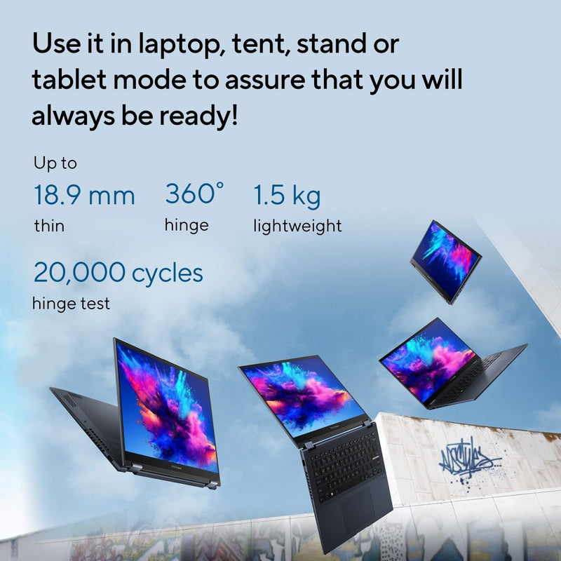ASUS VIVOBOOK S14 FLIP TP3402VAO - LZ619WS [CI5 - 13420H/16GB/512GB SSD/WIN11 HOME+MS24/14.0" TOUCH/INTEGRATED GRAPHICS/1 YEAR(S)/BLUE] - SWIFT PERIPHERALS1094885