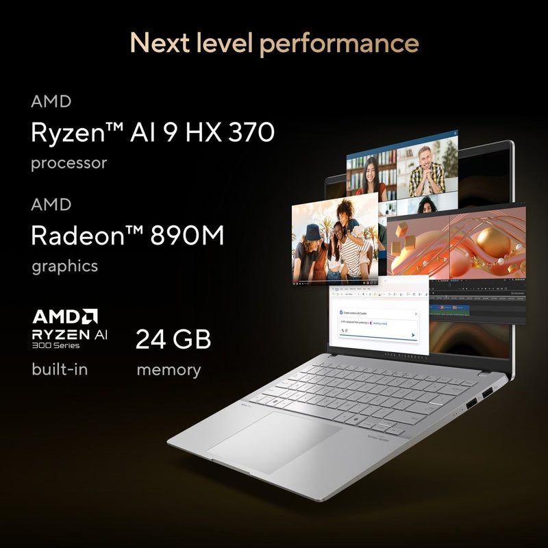 ASUS VIVOBOOK S14 OLED M5406WA - PP962WS [R9 - HX370 RYZEN/24GB/512GB SSD/WIN11 HOME+MSO/14.0 INCH/INTEGRATED GRAPHICS /1 YEAR(S)/SILVER] - SWIFT PERIPHERALS1090133