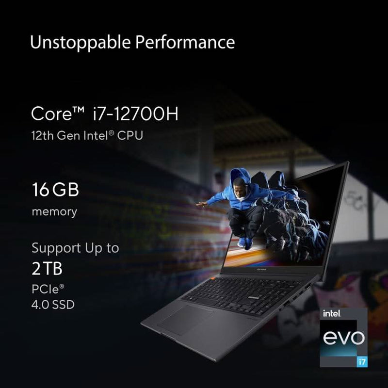 ASUS VIVOBOOK S15 OLED INTEL EVO H SERIES INTEL CORE I7 12TH GEN 12700H - (16 GB/512 GB SSD/WINDOWS 11 HOME) K3502ZA - L702WS THIN AND LIGHT LAPTOP (15.6 INCH, INDIE BLACK, 1.80 KG, WITH MS OFFICE) - SWIFT PERIPHERALS90NB0WK2-M00420