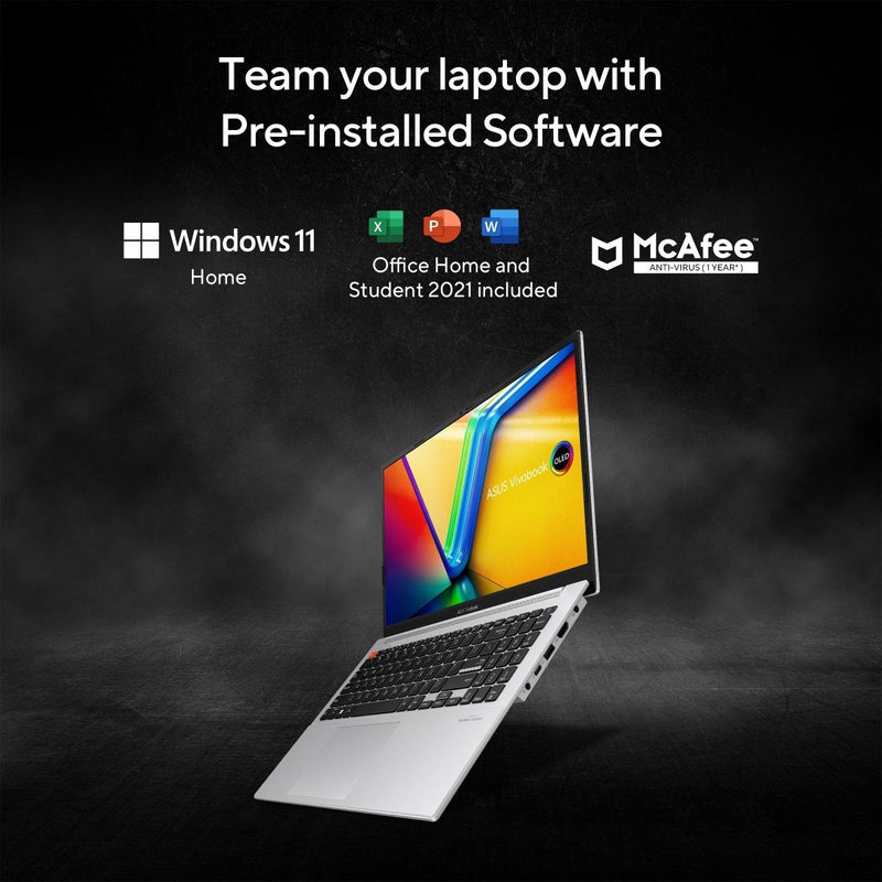 ASUS VIVOBOOK S15 OLED S5504VA - MA943WS [CI9 - 13900H 13TH GEN/16GB/512GB SSD/WIN11 HOME+MSO/15.6 INCH/INTEGRATED GRAPHICS /1 YEAR(S)/SILVER] - SWIFT PERIPHERALS1091582