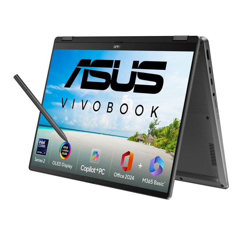 ASUS VIVOBOOKFLIP OLED TP3407SA - QL025WS [ULTRA7 - 256V 14TH GEN/16GB/512GB SSD/WIN11 HOME+MSO/14.0 INCH TOUCH/INTEGRATED GRAPHICS /1 YEAR(S)/GREY] - SWIFT PERIPHERALS1092340