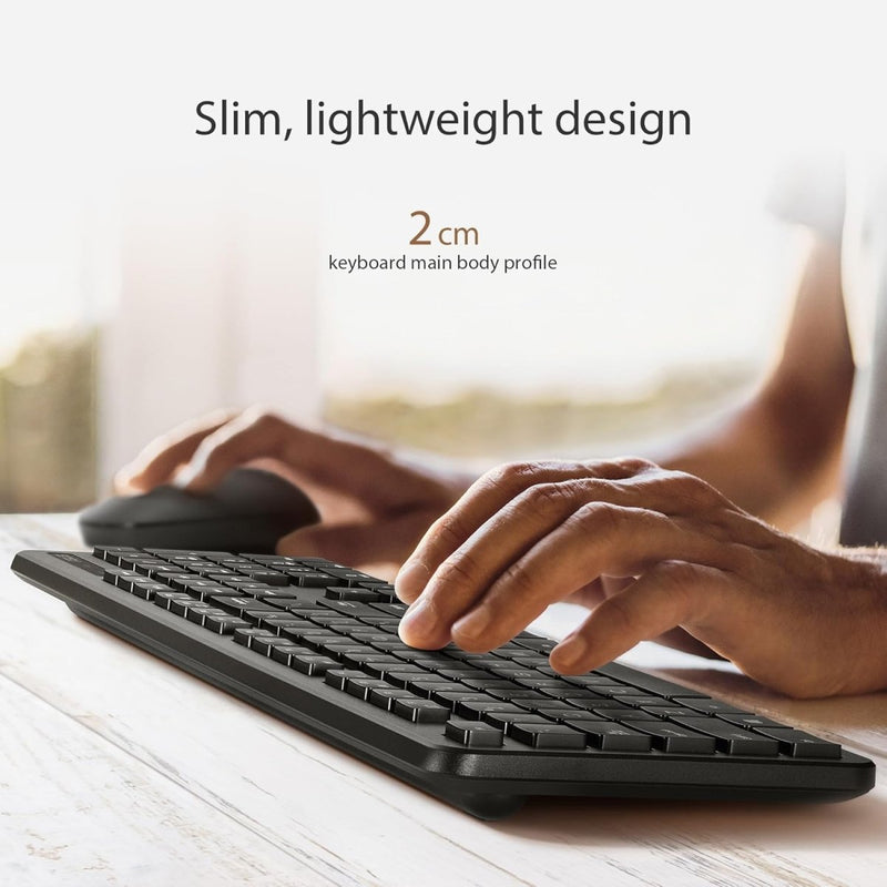 ASUS WIRELESS KEYBOARD AND SILENT OPTICAL MOUSE SET CW100 (BLACK) - SWIFT PERIPHERALS1086583