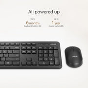 ASUS WIRELESS KEYBOARD AND SILENT OPTICAL MOUSE SET CW100 (BLACK) - SWIFT PERIPHERALS1086583
