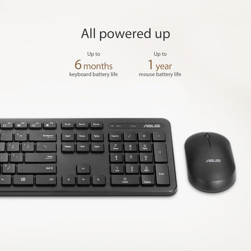 ASUS WIRELESS KEYBOARD AND SILENT OPTICAL MOUSE SET CW100 (BLACK) - SWIFT PERIPHERALS1086583