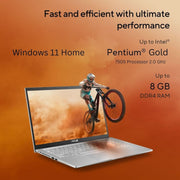 ASUS X515, 15.6 INCH FHD (1920 X 1080) 16:9, 60HZ 200NITS, INTEL PENTIUM GOLD 7505, THIN & LIGHT LAPTOP (8GB RAM/512GB SSD/WINDOWS 11/OFFICE HOME/37WHR BATTERY/TRANSPARENT SILVER/1.80 KG), X1500EA - EJ122WS - SWIFT PERIPHERALS90NB0TY6-M04PV0