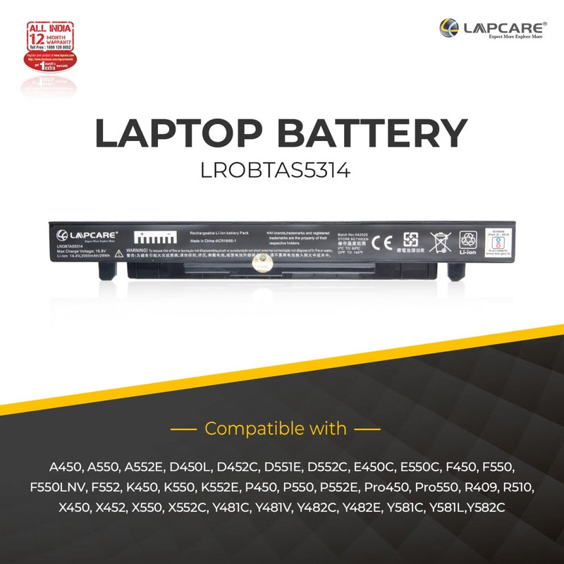 Asus X550 Compatible Laptop Battery 31.68Whr 2200mAh 14.4V 4 Cell - SWIFT PERIPHERALSLROBTAS5314