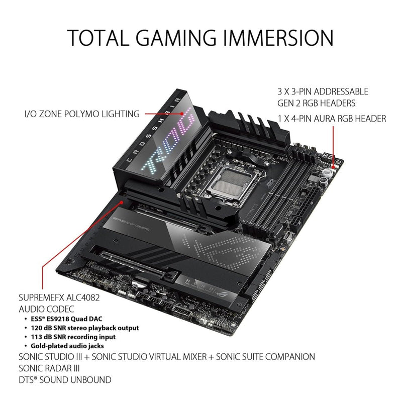ASUS X670E CROSSHAIR HERO AMD AM5 MOTHERBOARD - SWIFT PERIPHERALS1083529