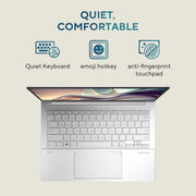 ASUS ZENBOOK 14 3K OLED 16:10 TOUCH, 120HZ, INTEL CORE ULTRA 5 125H 1.2 GHZ, AI BOOST NPU, THIN & LIGHT LAPTOP(16GB RAM/1TB SSD/WIN 11/OFFICE HOME/75WHR BATTERY/FOGGY SILVER/1.28 KG),UX3405MA - PZ551WS - SWIFT PERIPHERALS90NB11R4-M00DC0