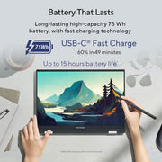 ASUS ZENBOOK 14 FLIP OLED (2023), INTEL CORE EVO I5 - 1340P 13TH GEN, 14 INCH (35.56 CM) 2.8K 90HZ OLED, THIN & LIGHT LAPTOP (16GB/512GB SSD/WINDOWS 11/OFFICE 2021/75WHR/SILVER/1.5 KG) UP3404VA - KN543WS - SWIFT PERIPHERALS90NB10E3-M001H0