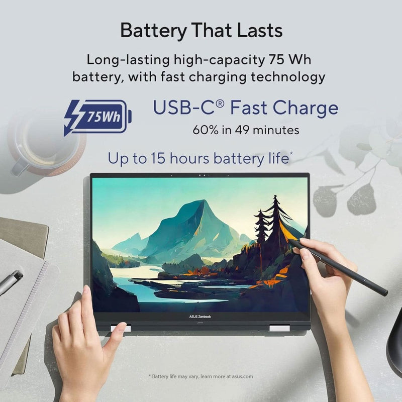 ASUS ZENBOOK 14 FLIP OLED (2023), INTEL CORE EVO I5 - 1340P 13TH GEN, 14 INCH (35.56 CM) 2.8K 90HZ OLED, THIN & LIGHT LAPTOP (16GB/512GB SSD/WINDOWS 11/OFFICE 2021/75WHR/SILVER/1.5 KG) UP3404VA - KN543WS - SWIFT PERIPHERALS90NB10E3-M001H0