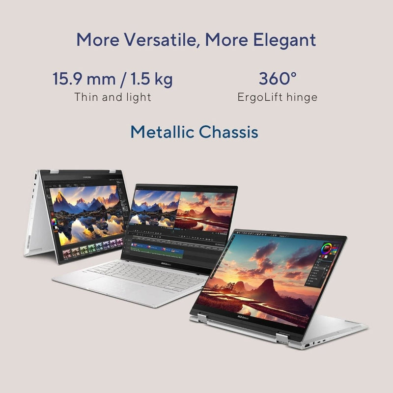 ASUS ZENBOOK 14 FLIP OLED (2023), INTEL CORE EVO I5 - 1340P 13TH GEN, 14 INCH (35.56 CM) 2.8K 90HZ OLED, THIN & LIGHT LAPTOP (16GB/512GB SSD/WINDOWS 11/OFFICE 2021/75WHR/SILVER/1.5 KG) UP3404VA - KN543WS - SWIFT PERIPHERALS90NB10E3-M001H0
