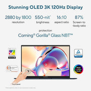 ASUS ZENBOOK 14, INTEL CORE ULTRA 7, 14 INCH 3K OLED 16:10 120 HZ, THIN & LIGHT LAPTOP, BUILT - IN AI (32GB RAM/1 TB//WIN 11/OFFICE 2021/BACKLIT/TOUCHSCREEN/75WHR /PONDER BLUE/1.28 KG), UX3405MA - PZ762WS - SWIFT PERIPHERALS90NB11R3-M00DF0