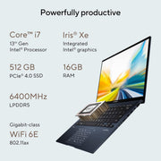 ASUS ZENBOOK 14 OLED (2023), INTEL CORE I7 - 1360P 13TH GEN, 14" (35.56 CM) 2.8K 90HZ OLED, THIN & LIGHT LAPTOP (16GB/512GB SSD/IRIS XE/WIN 11/OFFICE 2021/75W BATTERY/BLUE/1.39 KG), UX3402VA - KN741WS - SWIFT PERIPHERALS90NB10G3-M005P0