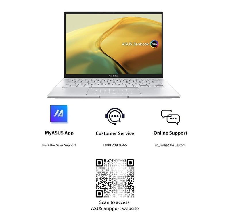 ASUS ZENBOOK 14 OLED (2023), INTEL CORE I7 - 1360P 13TH GEN, 14" (35.56 CM) 2.8K 90HZ OLED, THIN & LIGHT LAPTOP (16GB/512GB SSD/IRIS XE/WIN 11/OFFICE 2021/75W BATTERY/SILVER/1.39 KG), UX3402VA - KN742WS - SWIFT PERIPHERALS90NB10G7-M005R0